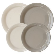 프렐류드 미에뜨 원형 플레이트 4종 세트, 아이보리, 베이지, 1세트, 플레이트 19cm 2종 + 24cm 2종