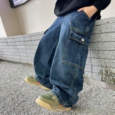 兒童閃電牛仔工裝褲