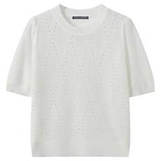 MINIMUM REFLEX 女款亮片菱格紋透視短袖針織衫 EC2KT004D