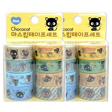 산리오 초코캣 마스킹 테이프 8종 세트, 옐로우, 2세트