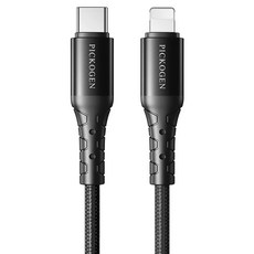 PICKOGEN 皮克全 FastFlex Lightning-Type-C PD iPhone充電線 傳輸線 編織線 36W快充, 黑色, 1個, 2m