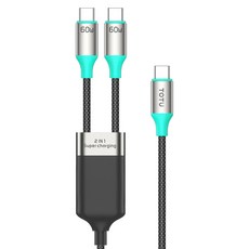 TOTU 拓途 Starry系列 1分2 Type-C-Type-C PD充電線傳輸線快充線編織線 QC4.0 手機 平板一起充, 星光色, 1個, 1.2m