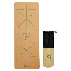 MOVELIFE 幸運草軟木複合瑜珈墊 附提袋, 木頭色, 1個