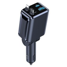 E Store 自帶線車充 TC + L線, 黑色, EST-CC01