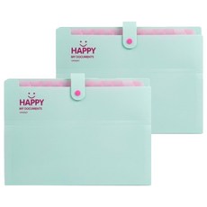 영오 스마일 12칸 아코디언파일, 민트, 2개