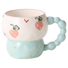 반야스토리 하나담 감성 컬러패턴 세라믹 오브제 컵 400ml BB05, 복숭아, 1개 복숭아, 1개