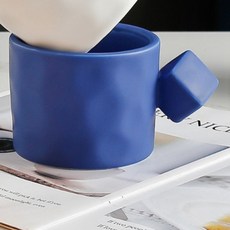반야스토리 모아네오 포인트 핸들 세라믹 머그컵 400ml BB04, 사각 블루, 1개 사각 블루, 1개