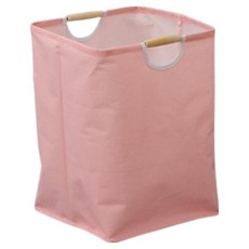 하이퍼플래닛 우드 손잡이 접이식 빨래바구니, 핑크