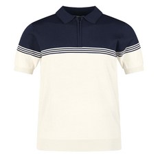 luxgolf 男士半拉鍊撞色領短袖針織衫 PO6M407