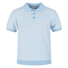 luxgolf 男士條紋透氣孔短袖翻領針織衫 PO6M401