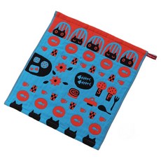 디자인이 귀여운 식탁 거즈 수건, 디너캣블루, 1개