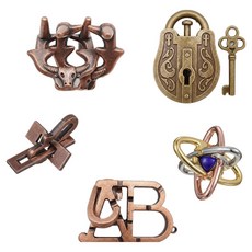 라라해피 금속 캐스트 고난이도 분리형 두뇌 퍼즐 5종 세트 02 중급, 혼합색상, 1세트, 5피스