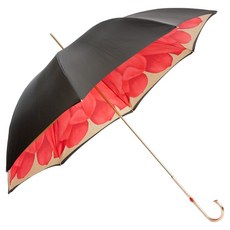 PASOTTI 女士花卉 紅色大麗花 雙層布 珠寶黃銅 手動傘 WD621P5