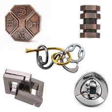 라라해피 금속 캐스트 고난이도 분리형 두뇌 퍼즐 5종 세트 14 헬게이트, 혼합색상, 1세트, 5피스