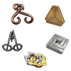 라라해피 금속 캐스트 고난이도 분리형 두뇌 퍼즐 5종 세트 01 초급, 혼합색상, 1세트, 5피스