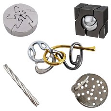 라라해피 금속 캐스트 고난이도 분리형 두뇌 퍼즐 5종 세트 13 지니어스 C, 혼합색상, 1세트, 5피스