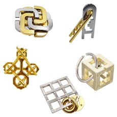 라라해피 금속 캐스트 고난이도 분리형 두뇌 퍼즐 5종 세트 08 최상급 A, 혼합색상, 1세트, 5피스