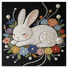 코오미 진주 보석 십자수 DIY 명화그리기 세트 20 x 20 cm 6W0195, 토끼, 1세트