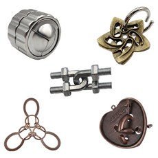 라라해피 금속 캐스트 고난이도 분리형 두뇌 퍼즐 5종 세트 11 지니어스 A, 혼합색상, 1세트, 5피스