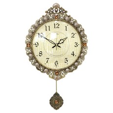 키다리시계 인테리어 레트로 엔틱 저소음 심플 앵두 추 시계 kspz404, 골드