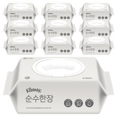 크리넥스 순수한장 물티슈 캡형, 10개, 100매, 37g 10개, 100매, 37g