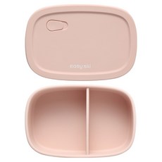 이지실리 실리콘 밀폐 스팀홀 캠핑 피크닉 2칸 도시락통, 핑크, 1개