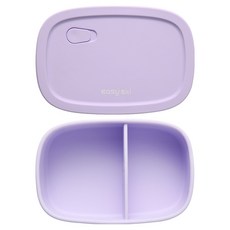 이지실리 실리콘 밀폐 스팀홀 캠핑 피크닉 2칸 도시락통, 퍼플, 1개