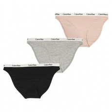 Calvin Klein Carousel 基本款 女性三角褲3件組 QP1258O-001, 灰色 + 黑色 + 粉色