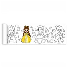 노크노크 색칠놀이 벽 장착형 캔버스 15cm x 3m, 행복한 공주, 1개
