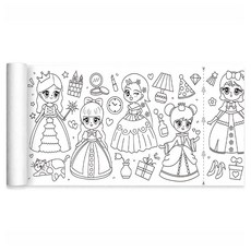 노크노크 색칠놀이 벽 장착형 캔버스 비접착식 30cm x 3m, 행복한 공주, 1개
