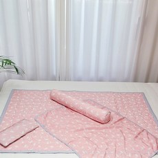 아띠블랑 신생아용 인견 베개커버 2p + 속통 + 블랭킷 + 바디필로우 + 패드 꿀잠 세트, 핑크스완