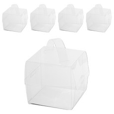 아이엔피 손잡이 투명 케익상자 별중 14 x 14 x 14 cm + 받침 세트, 투명(상자), 5세트