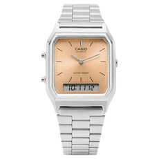 CASIO 卡西歐 指針數位方形復古懷舊金屬手錶 AQ-230A-4AMQYDF