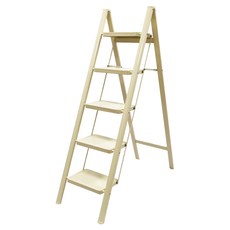 ONE HOUSE 穩固家用登高免組裝碳鋼折疊梯 五階 米白色 OH-K606-C, 1個
