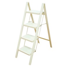 ONE HOUSE 穩固家用登高免組裝碳鋼折疊梯 四階 米白色 OH-K606-B, 1個