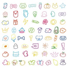 코쿠리 데코 스티커 방수 장식 꾸미기 60p 세트, 6W0192, 1세트