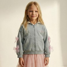 littlestella 兒童紗質緞帶細節連帽衫