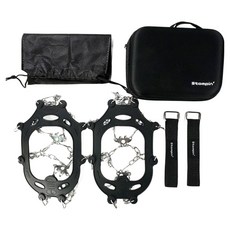 스톰핑 논슬립 강력 등산 체인 아이젠 24p + 하드케이스 세트, 블랙