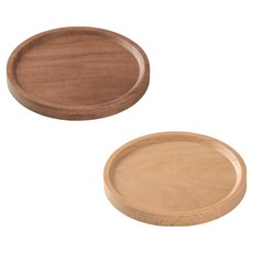 플라이토 리얼우드 원형 컵받침 2종 세트, 사펠레 다크, 비치 라이트, 1세트