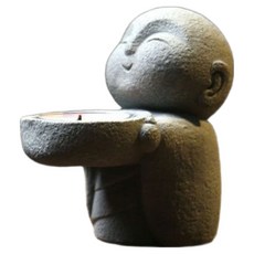 소원부적 명상 오브제 동자 캔들홀더, 그레이, 1개