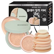 지베르니 밀착 커버 쿠션 파운데이션 본품 12g + 리필 12g + 퍼프 7p 세트, 21NW 라이트베이지, 1세트