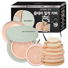지베르니 밀착 커버 쿠션 파운데이션 본품 12g + 리필 12g + 퍼프 7p 세트, 17C 포슬린, 1세트