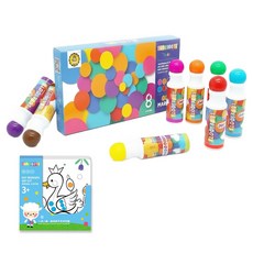 SUPERDOTS 美術遊戲 幼兒顏料 點點筆 60ml + 著色遊戲書 套組, 8色