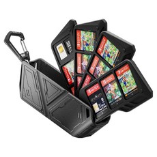 HOHOO 任天堂遊戲晶片卡匣 12p 收納盒, 透明黑, 1個, 單一商品