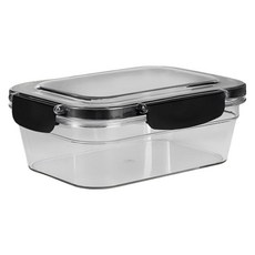 Couselect 透明保鮮收納盒 食品級密封設計 廚房冰箱收納儲物盒 19 x 14 x 7cm 透明黑蓋, 1套, 1個裝