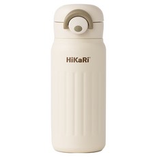 HiKaRi 日常一鍵式保溫保冷316不鏽鋼隨行杯, 沙奶油色, 1個, 350ml