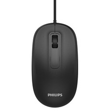 필립스 저소음 양손 사무용 유선 마우스, 블랙, SPK7238