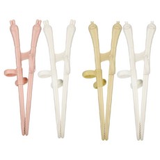 에디슨 유아용 스스로 미니 젓가락 토끼 2종 + 오리 2종 세트, PINK, IVORY, YELLOW, IVORY, 1세트