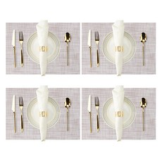 바른픽 식탁 테이블 매트 메쉬 T01, 타입8 핑크 라벤더, 4개, 45 x 30 cm