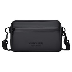 WEIXIER 男款 多隔層機能斜背包 輕便通勤斜挎包, 黑色